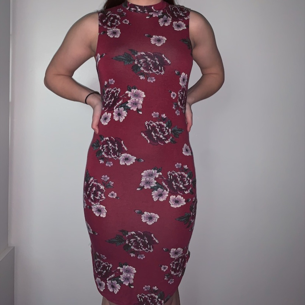 Floral Mid Length Bodycon Dress